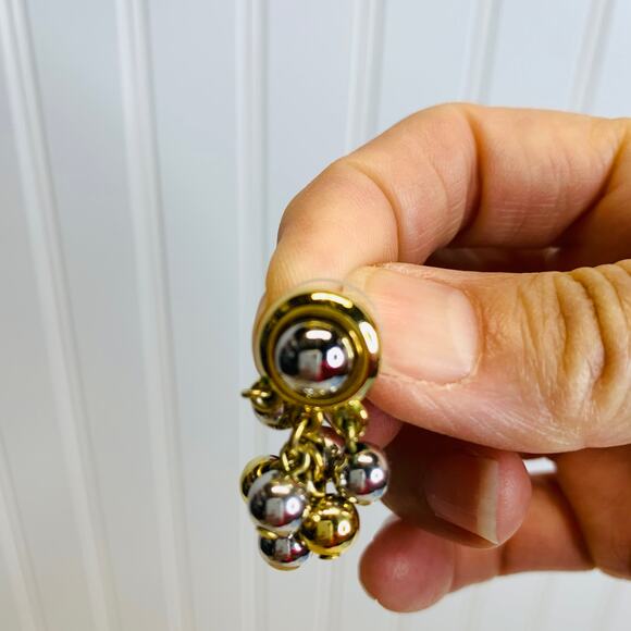 Vintage Y2k Cluster Metal Beads Drop from Studs 1.25" long - Picture 2 of 3